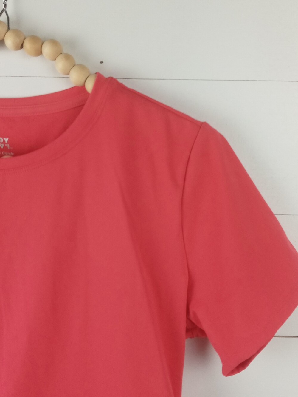 Joy Lab Women's size L bright coral crewneck criss cross back cropped workout - Picture 3 of 8